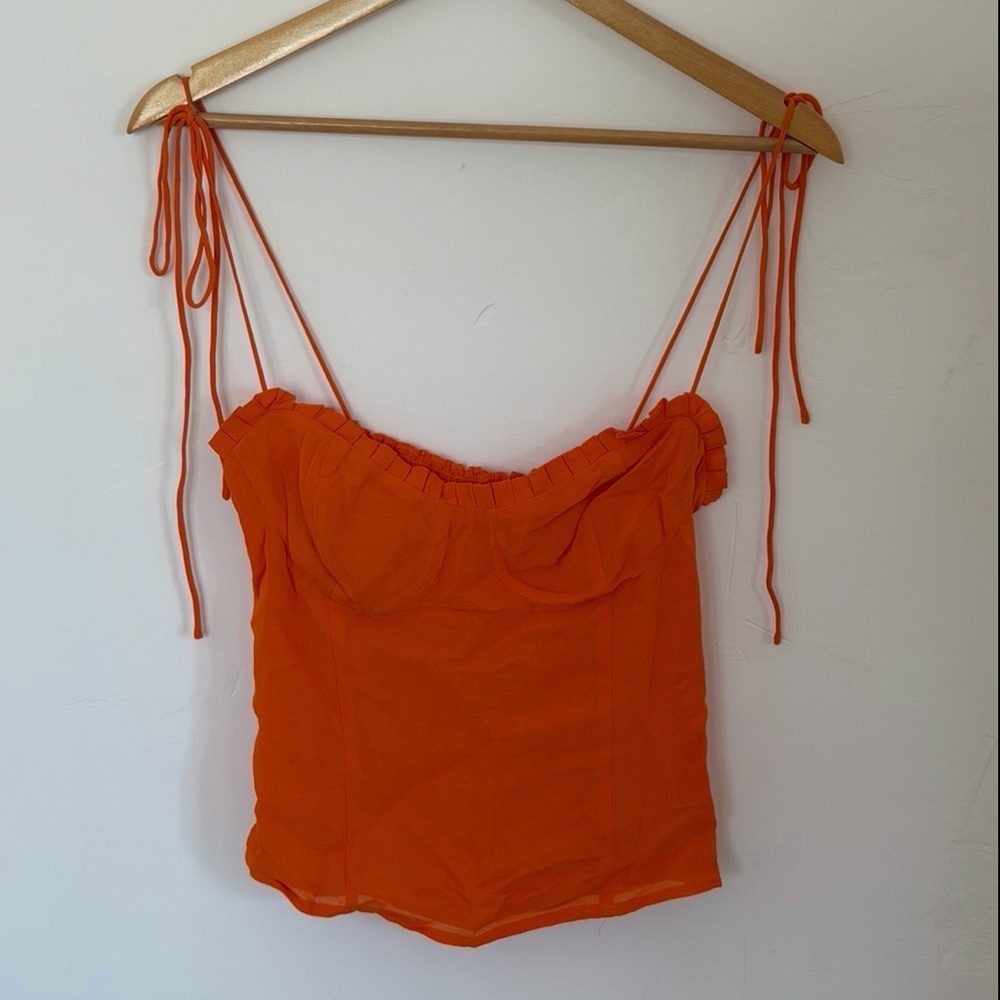Reformation Orange Tie-Shoulder Camisole